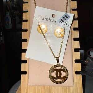 Chic Gold Stainless Steel Necklace Set